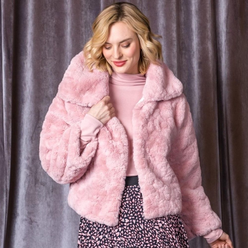 Gabby Isabella Pink Faux Fur Jacket